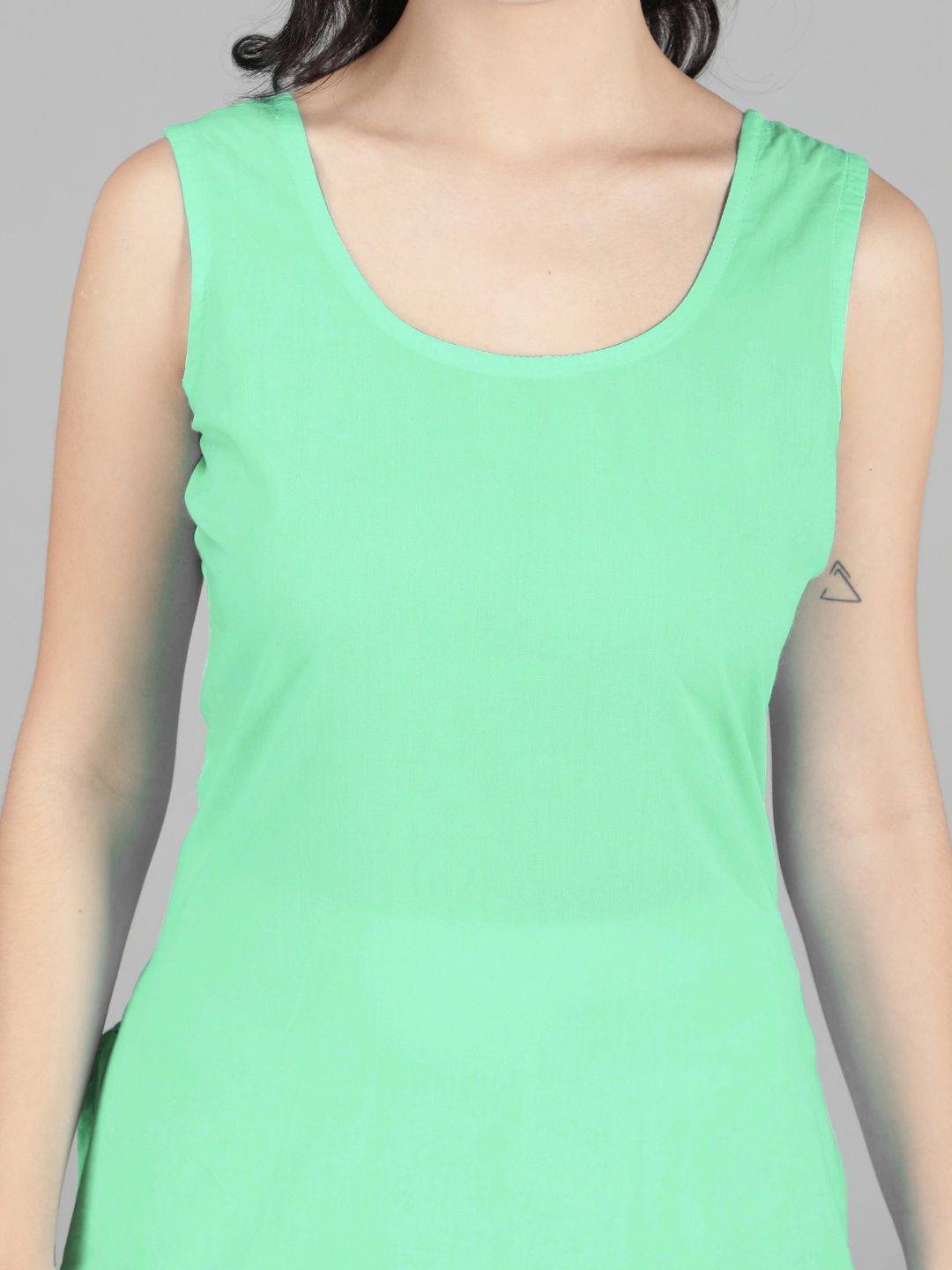 Sea Green Cotton Long Slip for Chikankari Kurta