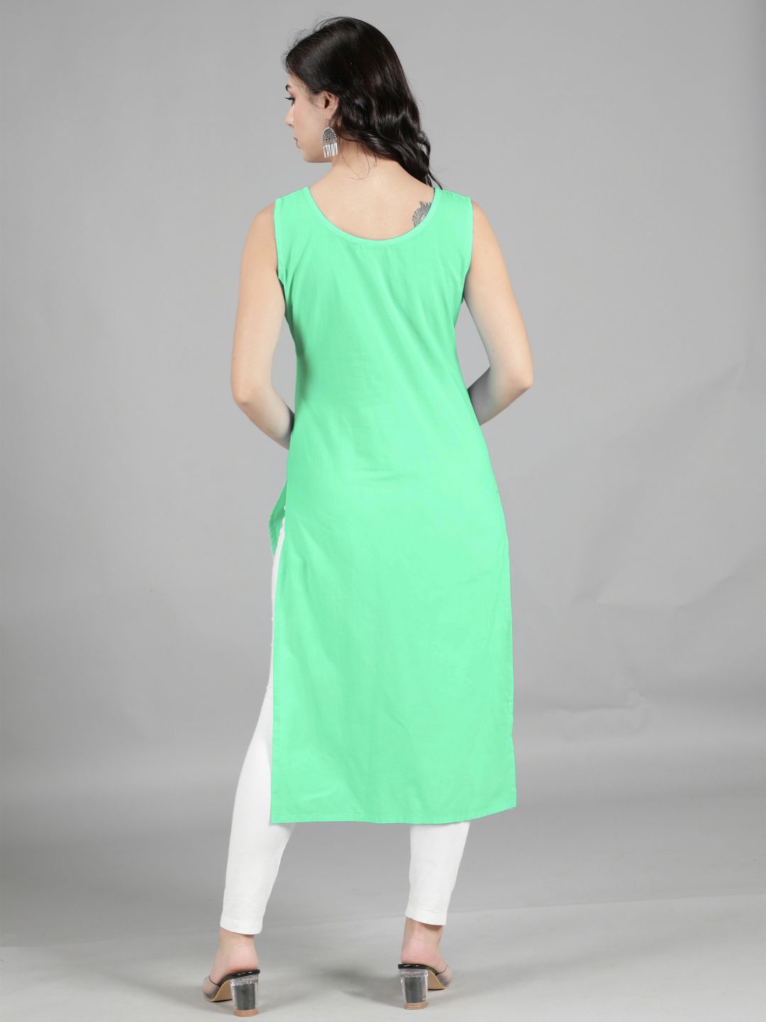 Sea Green Cotton Long Slip for Chikankari Kurta