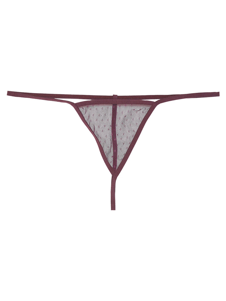 Self-Patterned Sheer Babydoll In Burgundy