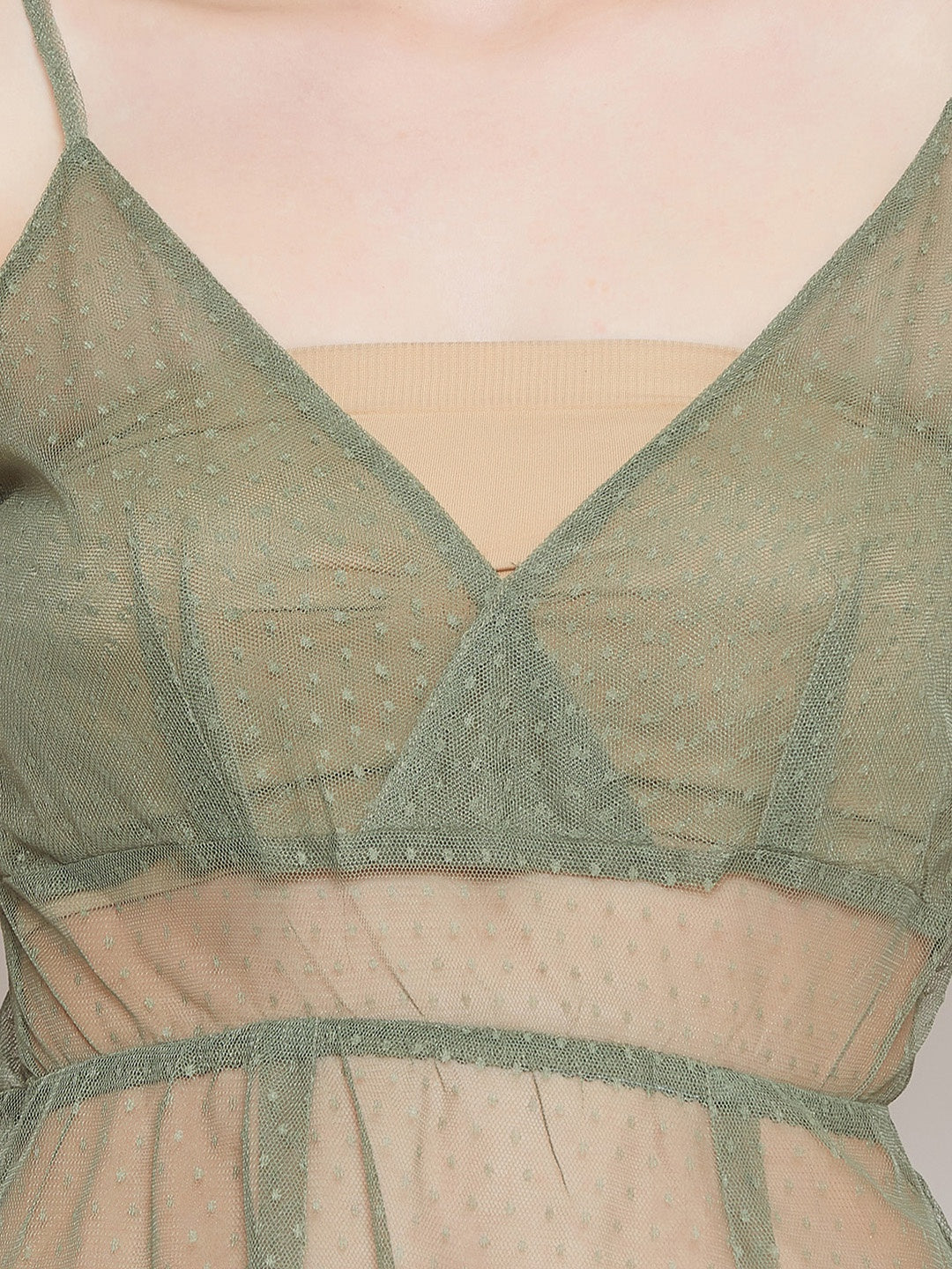 Sheer Babydoll With Thong In Mint Green