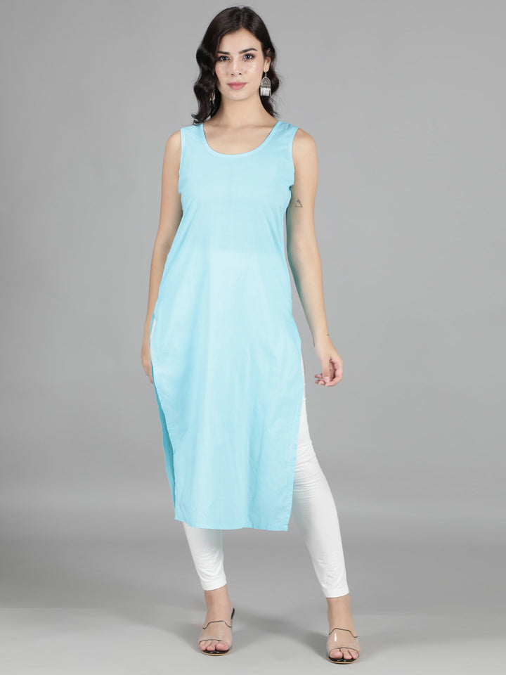 Sky Blue Georgette Chikan Kurta & Inner Slip