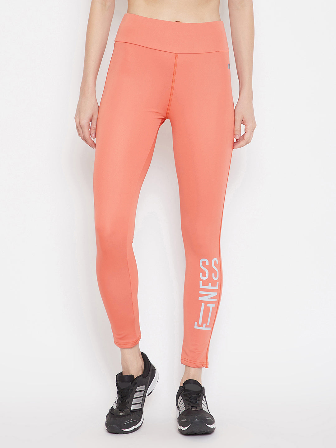 Snug Fit Ankle-Length Tights In Coral Orange