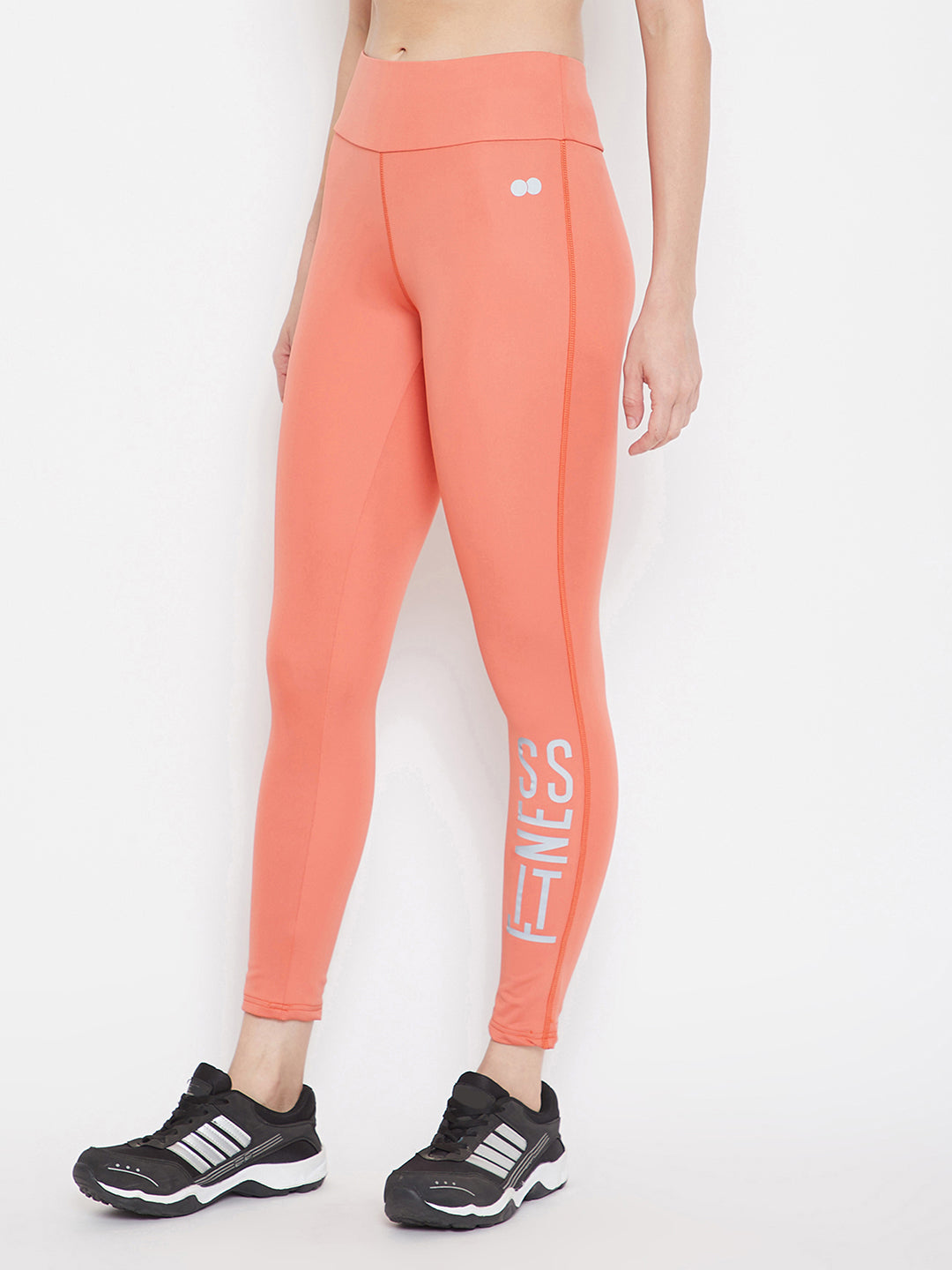 Snug Fit Ankle-Length Tights In Coral Orange