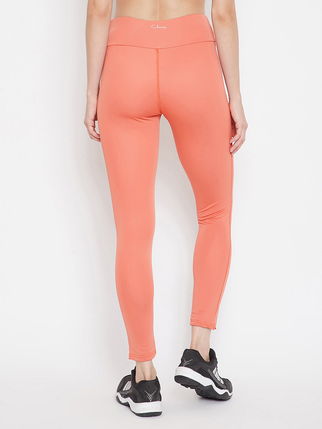 Snug Fit Ankle-Length Tights In Coral Orange
