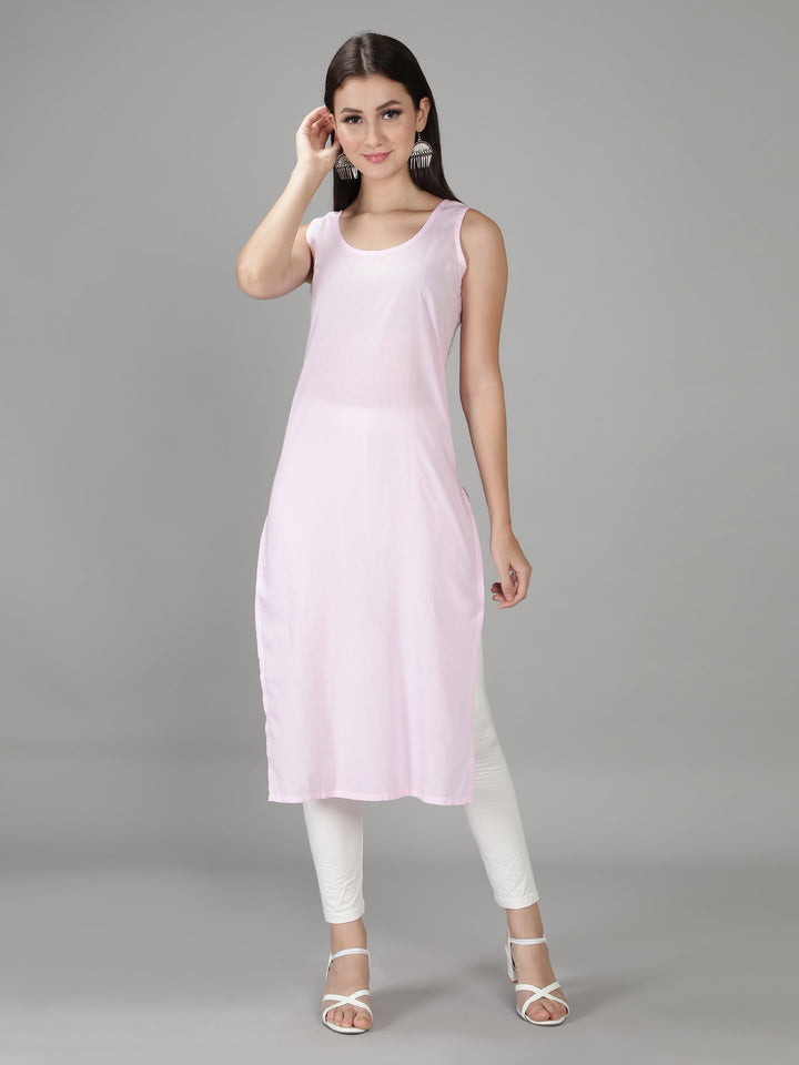 Soft Pink Georgette Chikan Kurta & Inner Slip