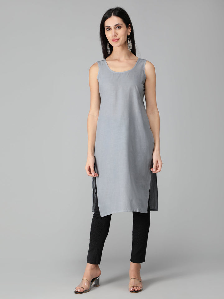 Spanish-Grey-Georgette-Chikan-Kurta-with-Slip