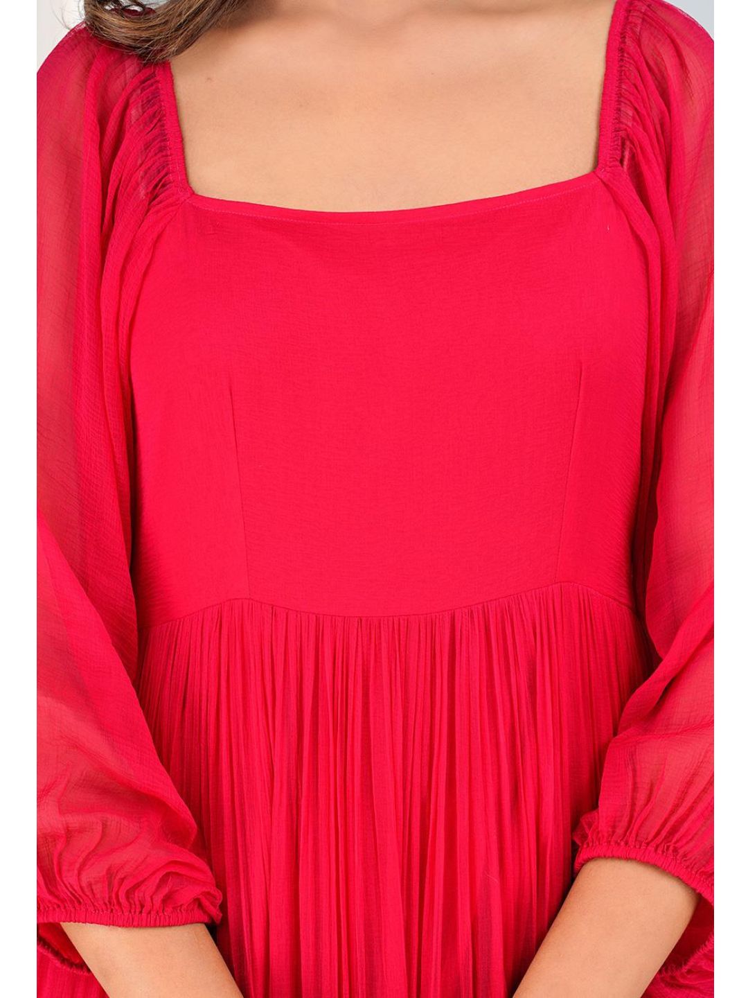 Strawberry Pink Chiffon Long Tiered Dress