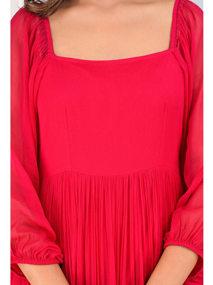 Strawberry Pink Chiffon Long Tiered Dress