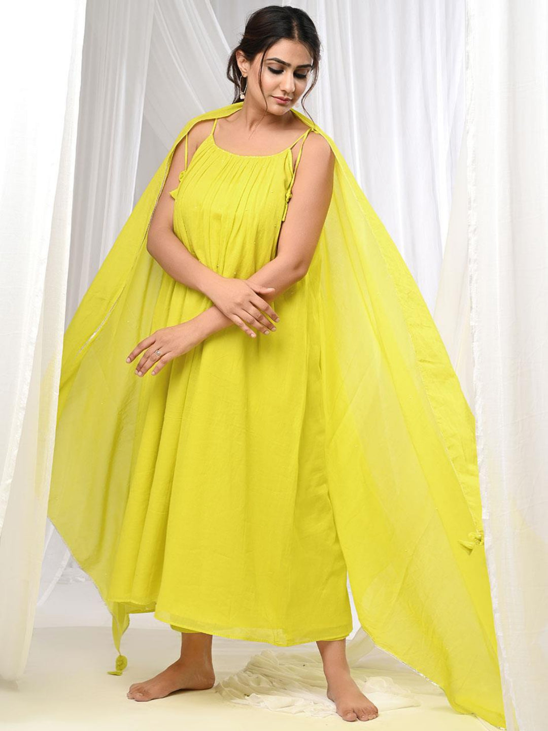 Summer-Halter-Anarkali-Set-In-Yellow