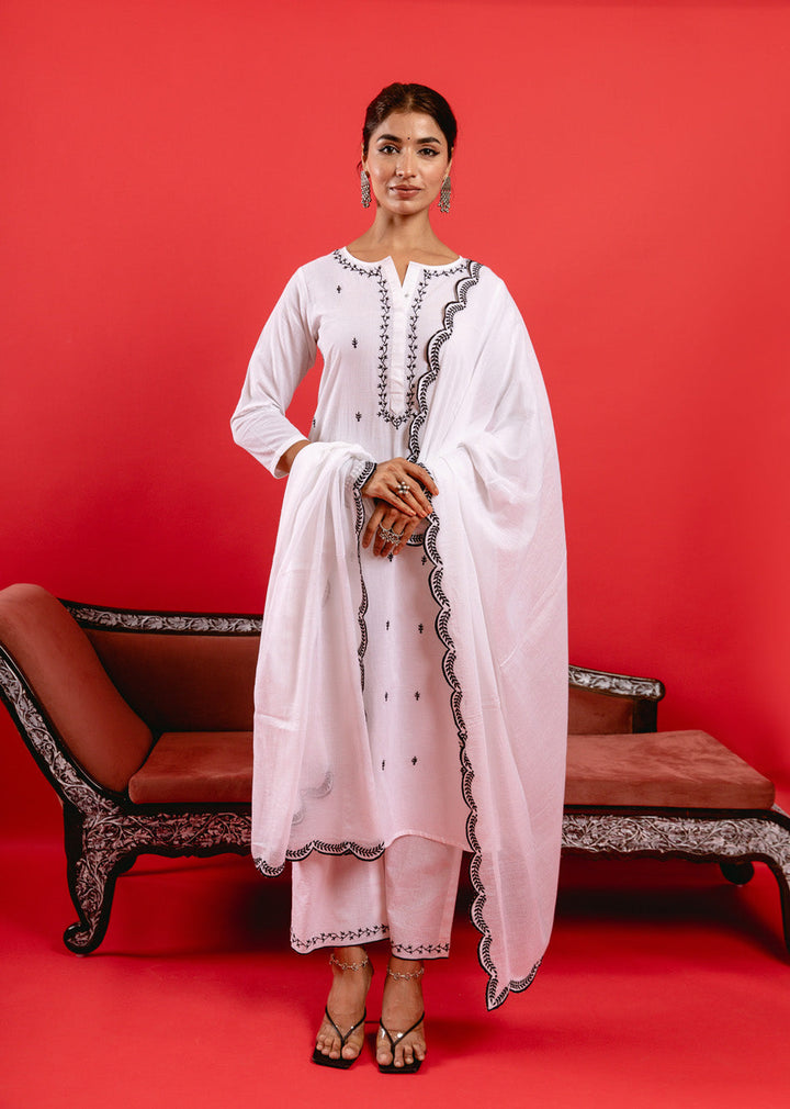 Swan Straight Kurta with Straight Pants & Dupatta