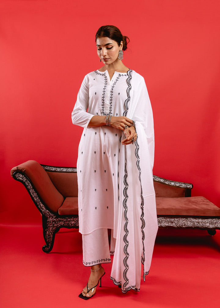 Swan Straight Kurta with Straight Pants & Dupatta