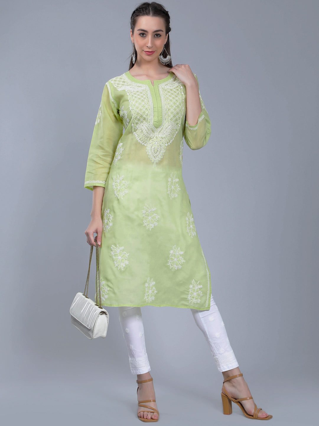 Tea-Green-Terivoile-Cotton-Chikankari-Kurta