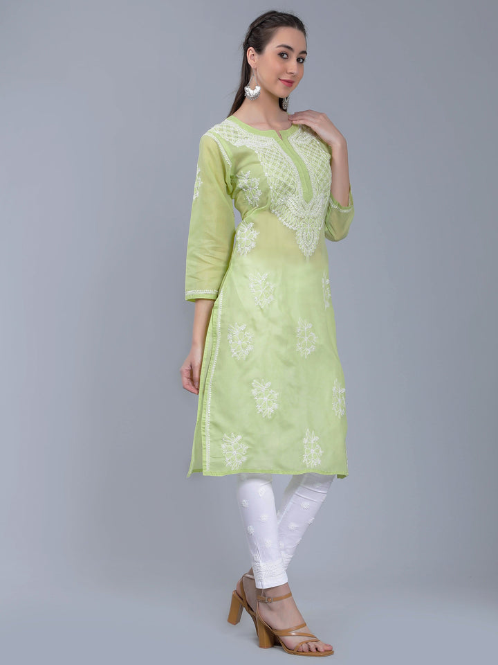 Tea-Green-Terivoile-Cotton-Chikankari-Kurta