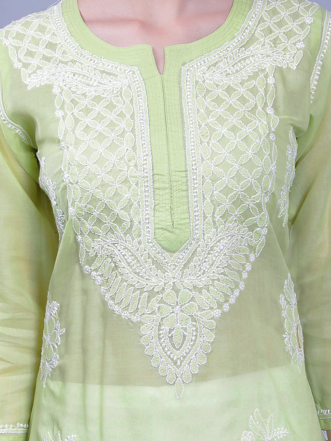 Tea-Green-Terivoile-Cotton-Chikankari-Kurta