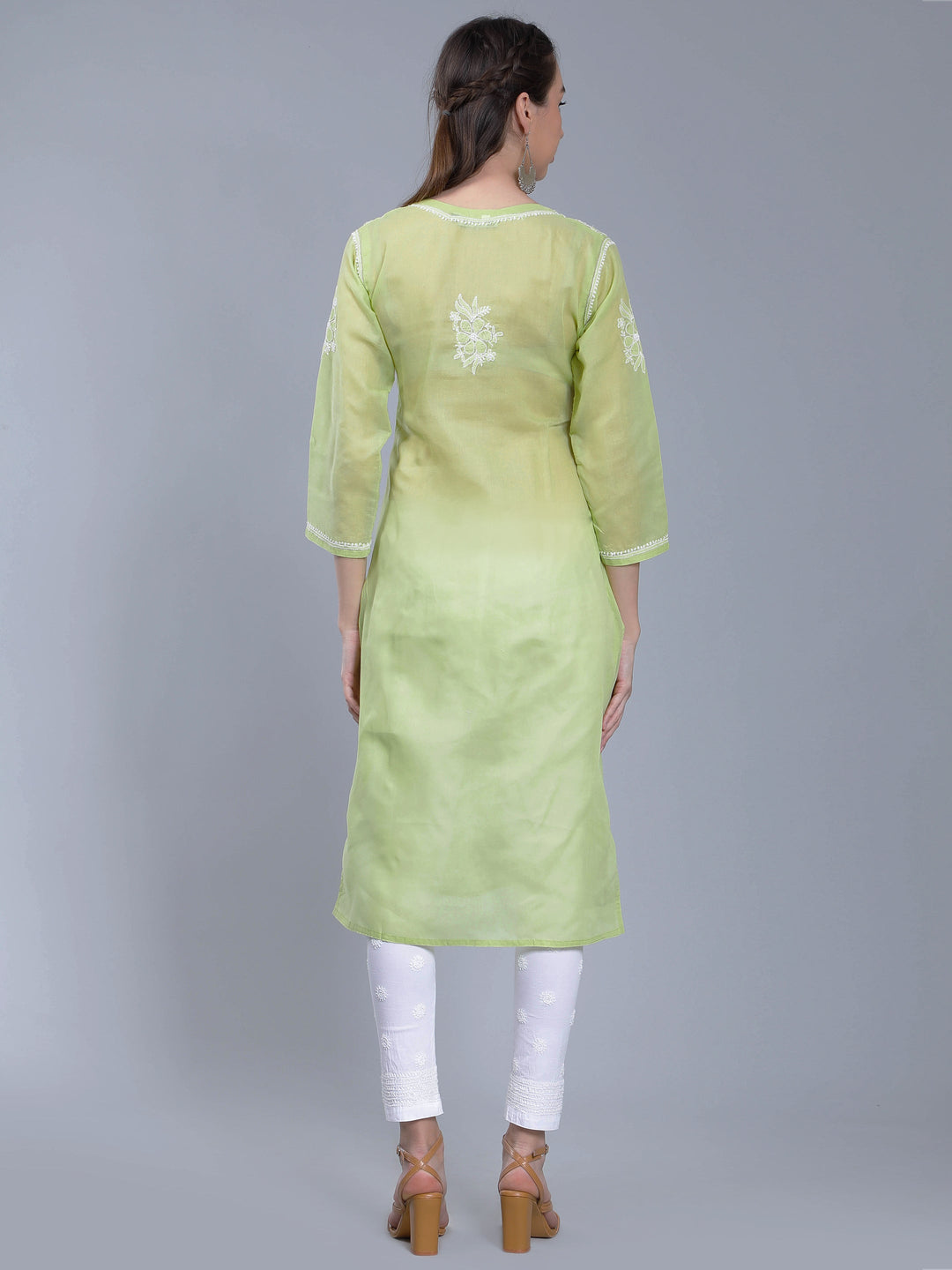 Tea-Green-Terivoile-Cotton-Chikankari-Kurta