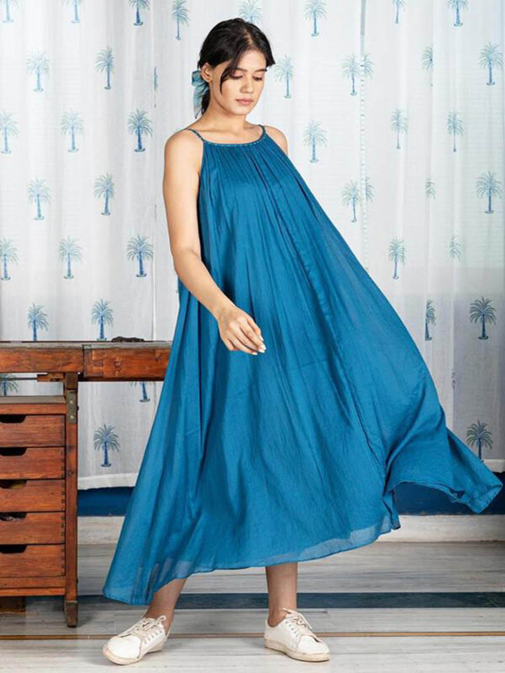 Teal-Blue-Mulmul-Dress
