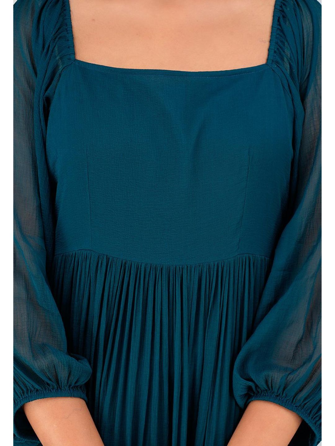 Teal Chiffon Long Tiered Dress