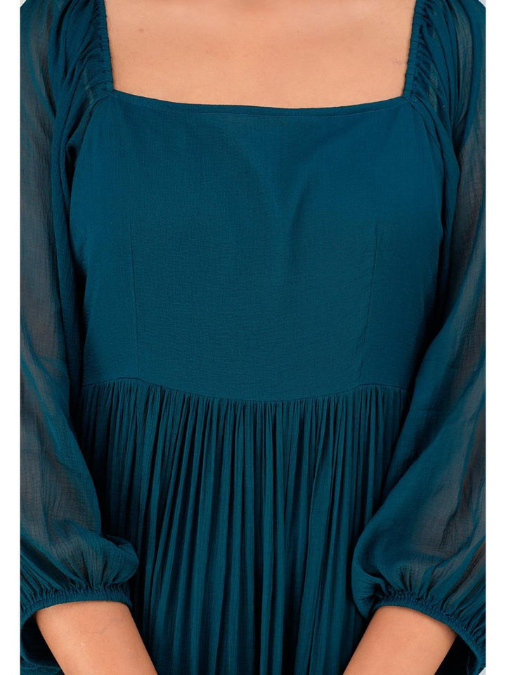 Teal Chiffon Long Tiered Dress