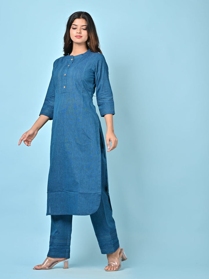 Tealblue Pintuck Kurta Pant Set