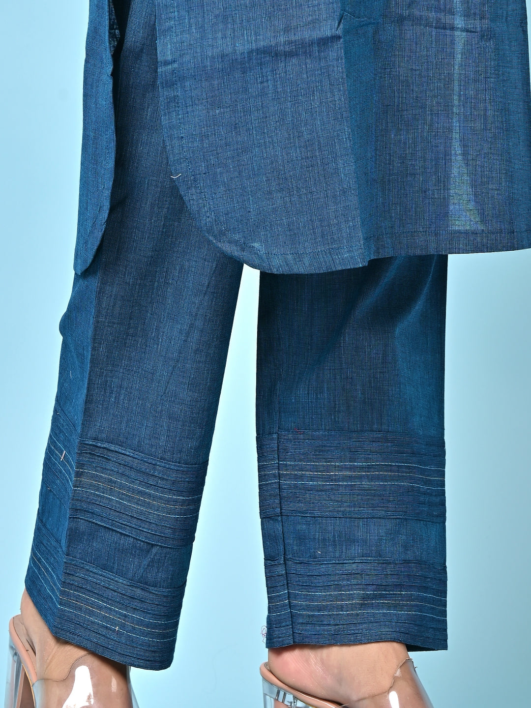 Tealblue Pintuck Kurta Pant Set