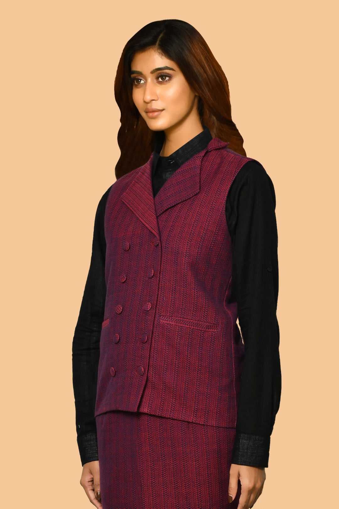Trisha Handloom Pure Cotton Waist-Coat Jacket