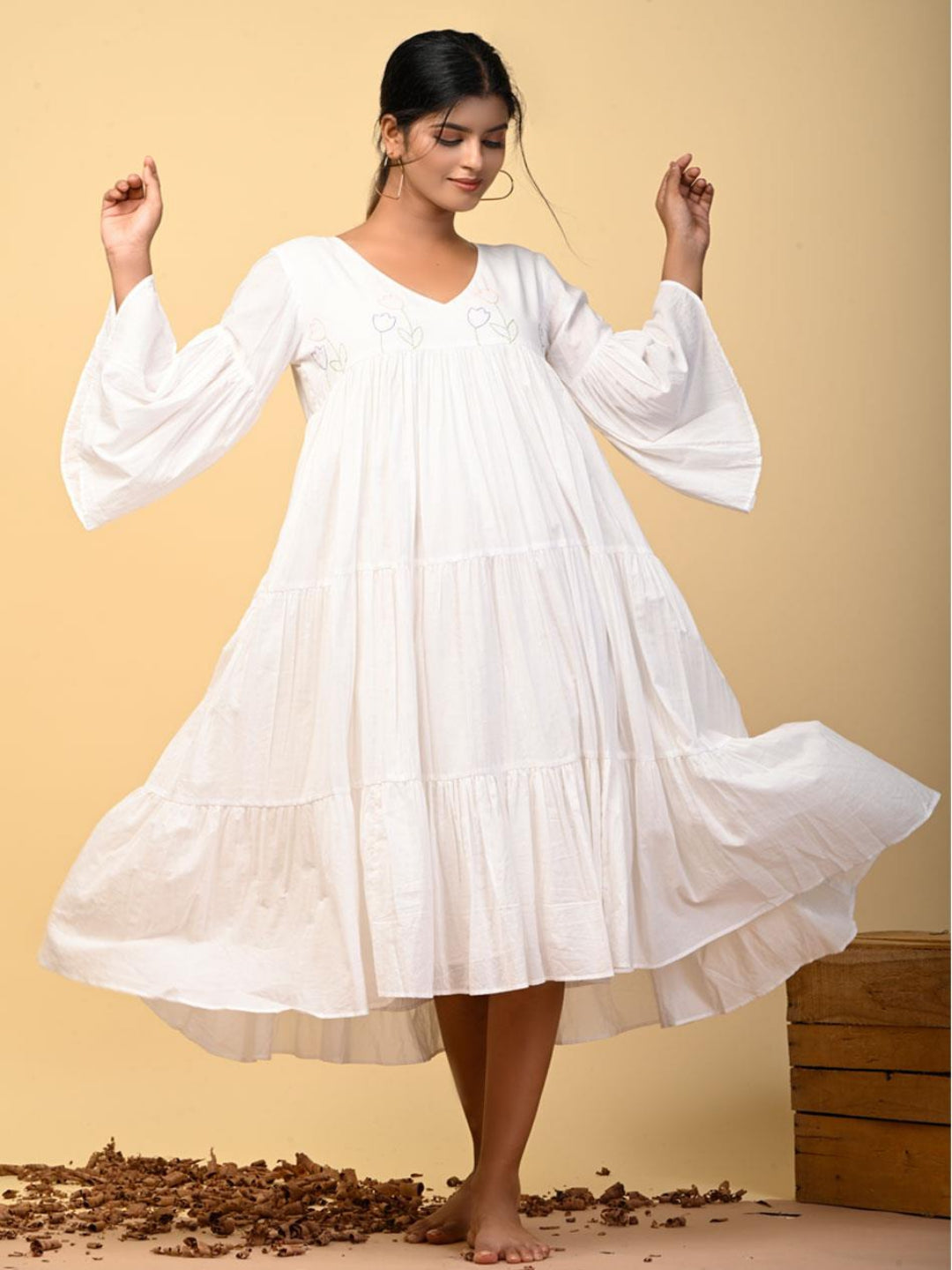 Tulip-Tal-Hand-Embroidered-White-Tiered-Dress