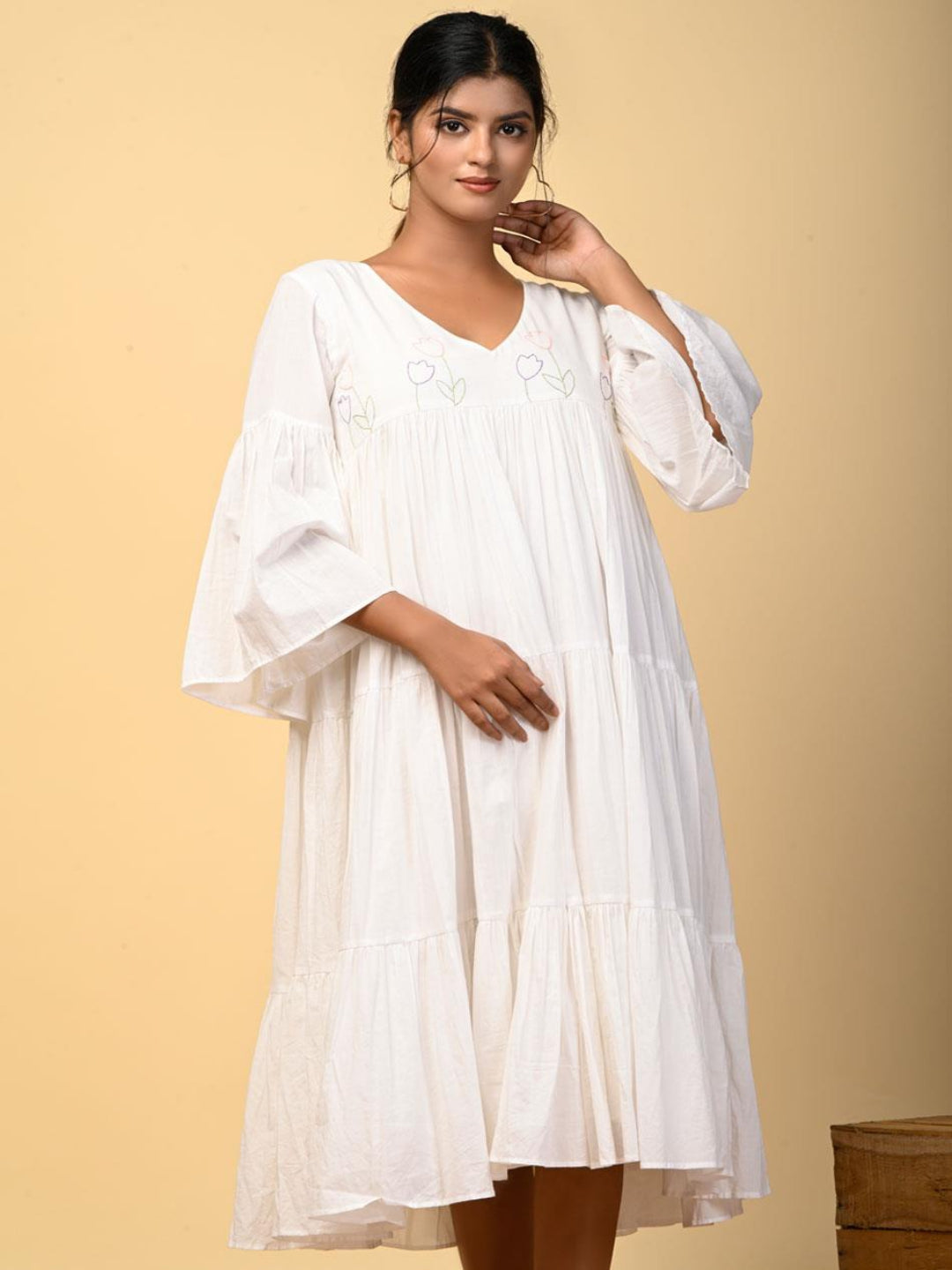 Tulip-Tal-Hand-Embroidered-White-Tiered-Dress