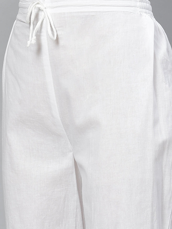 Turquoise Blue Chikan Kurta with White Palazzos