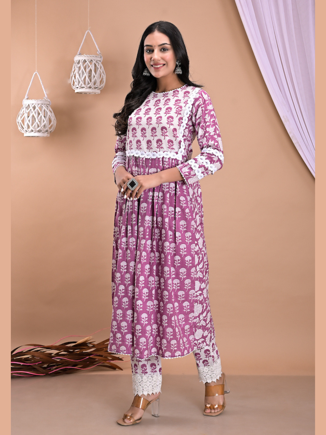 Mauve-Wine-Kurta-Pant-Set-ZereD001