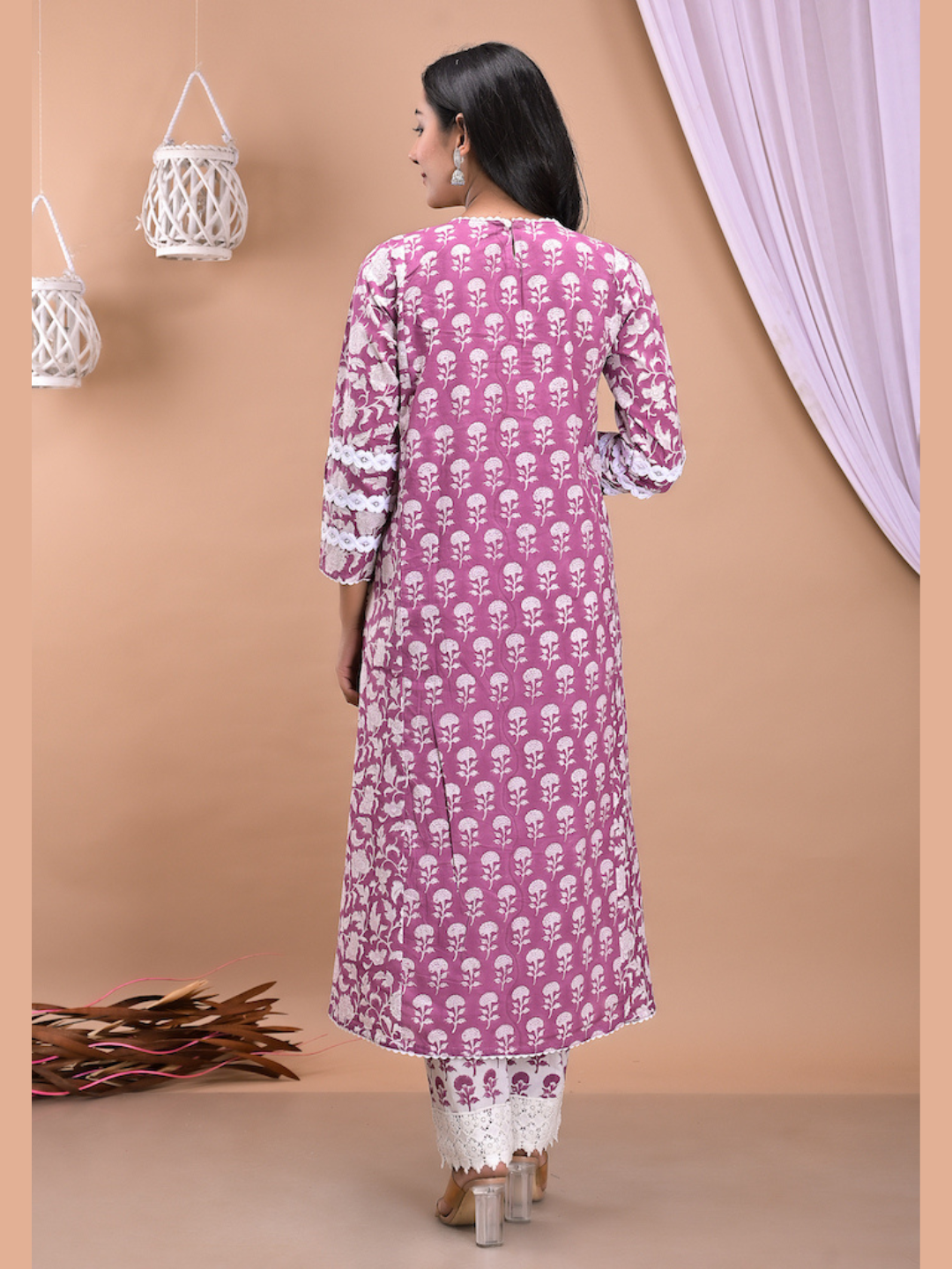 Mauve-Wine-Kurta-Pant-Set-ZereD001