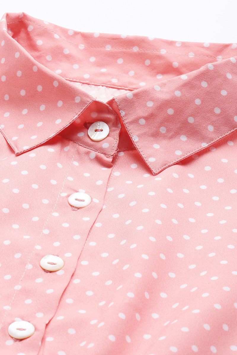 ZERESOUQ-Pink-Crepe-Polka-Dots-Printed-Mini-Dress
