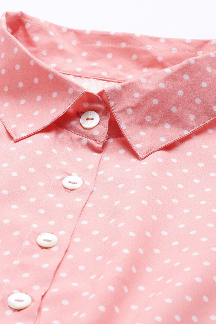 ZERESOUQ-Pink-Crepe-Polka-Dots-Printed-Mini-Dress