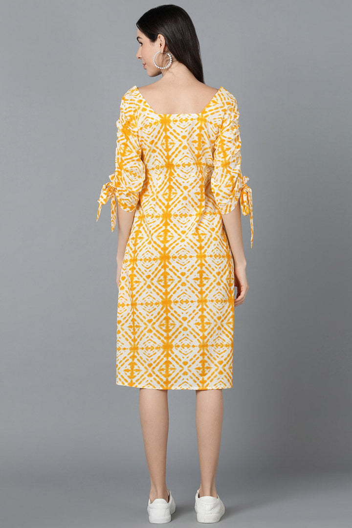 ZERESOUQ-Yellow-Cotton-Shibori-Tie-&-Dye-Print-Placket-Midi-Dress