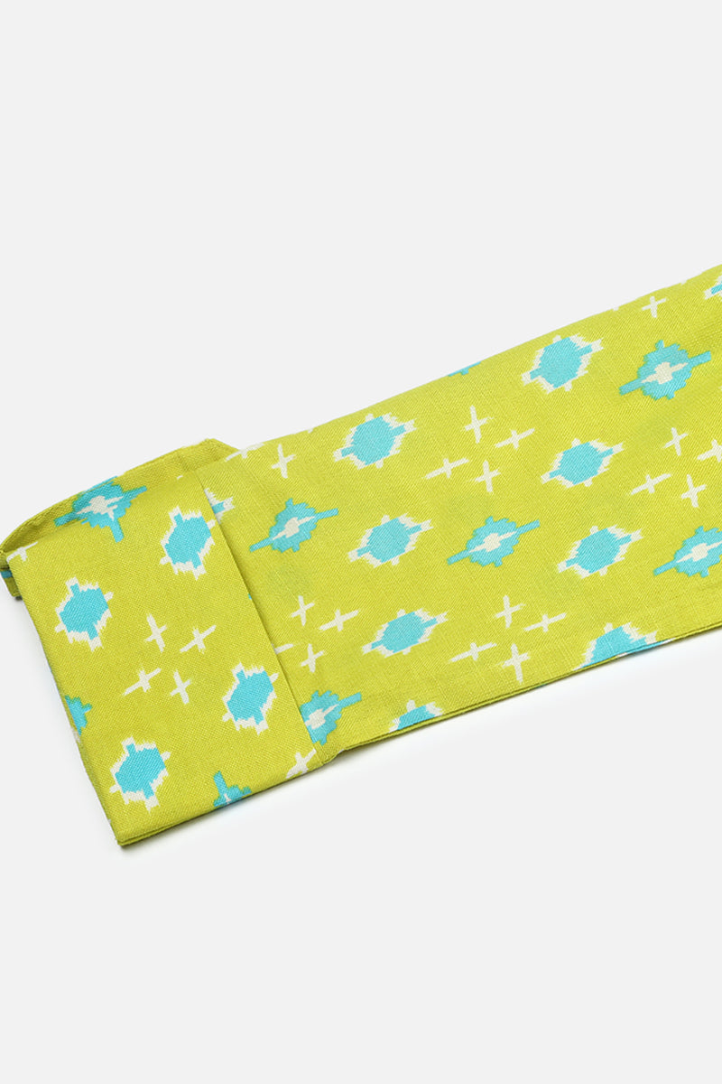ZERESOUQ-Lime-Green-Cotton-Blend-Geometric-Printed-Tunic-Top