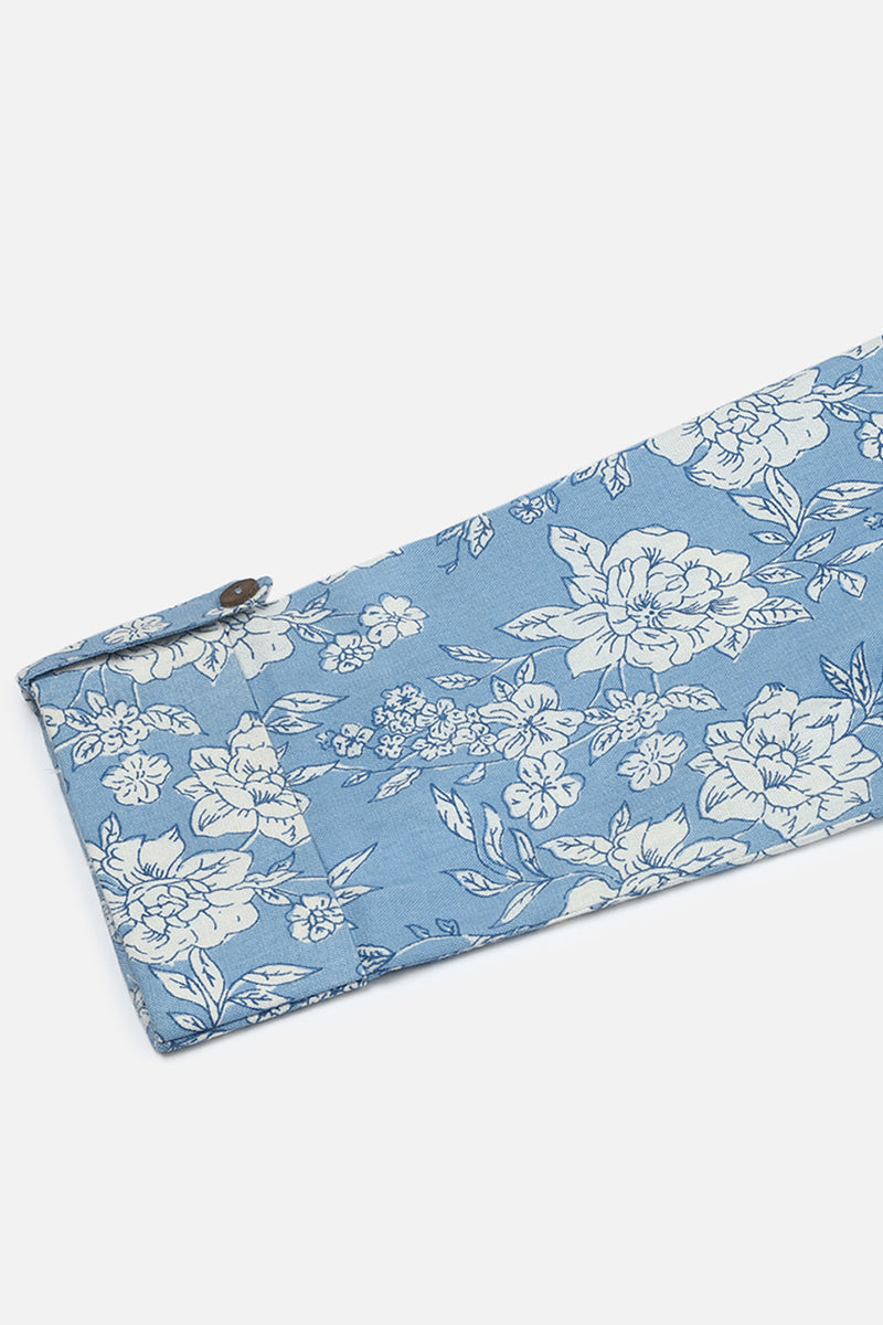 ZERESOUQ-Blue-Cotton-Blend-White-Floral-Printed-Tunic-Top
