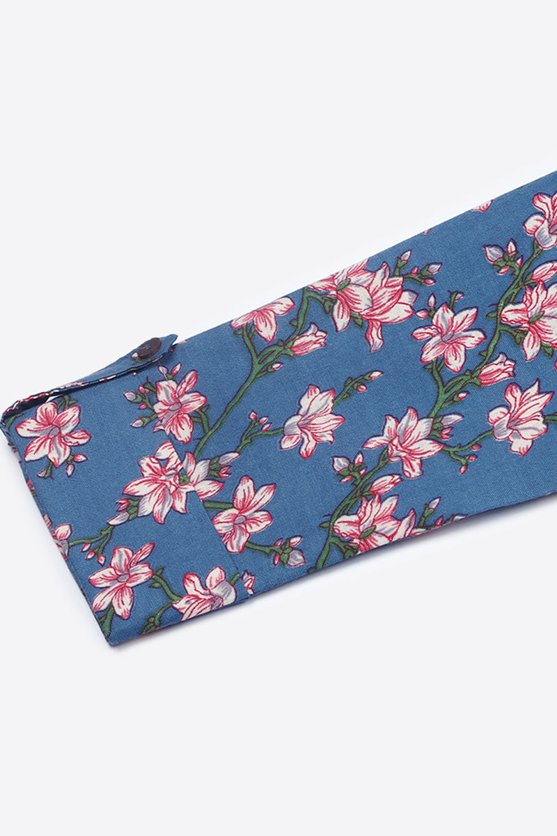 ZERESOUQ-Dark-Blue-Cotton-Blend-Floral-Printed-Tunic-Top