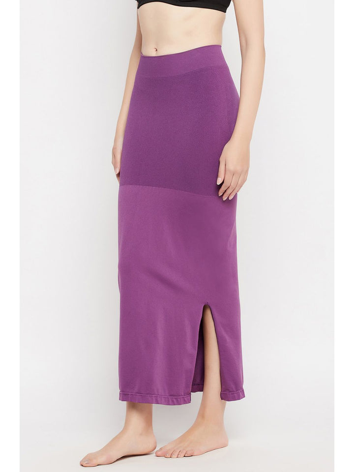 Violet Nylon Spandex Side Slit Saree Shapewear