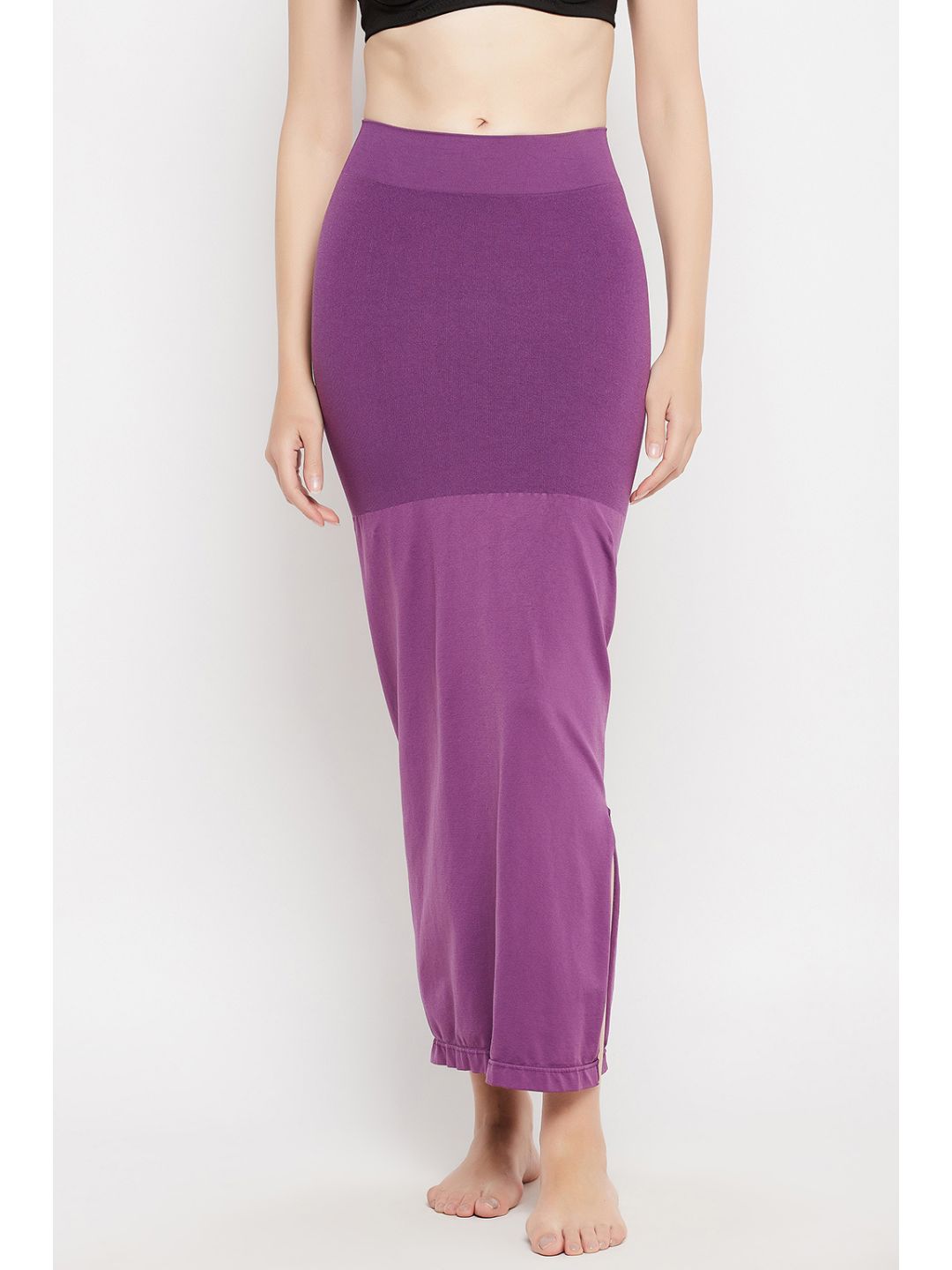 Violet Nylon Spandex Side Slit Saree Shapewear