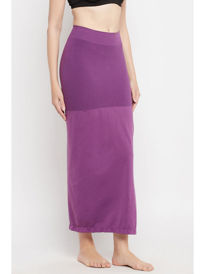 Violet Nylon Spandex Side Slit Saree Shapewear