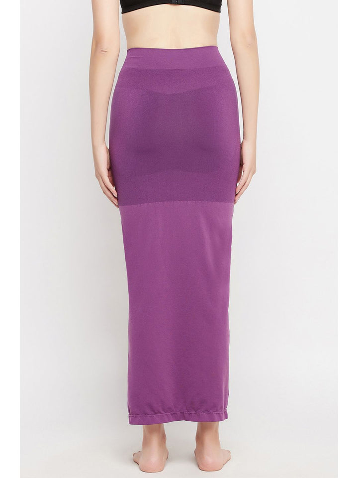 Violet Nylon Spandex Side Slit Saree Shapewear