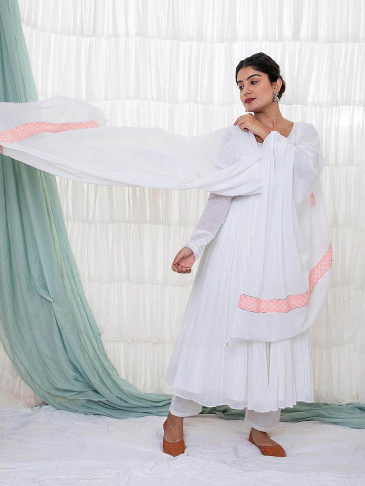 White-Anarkali-Set