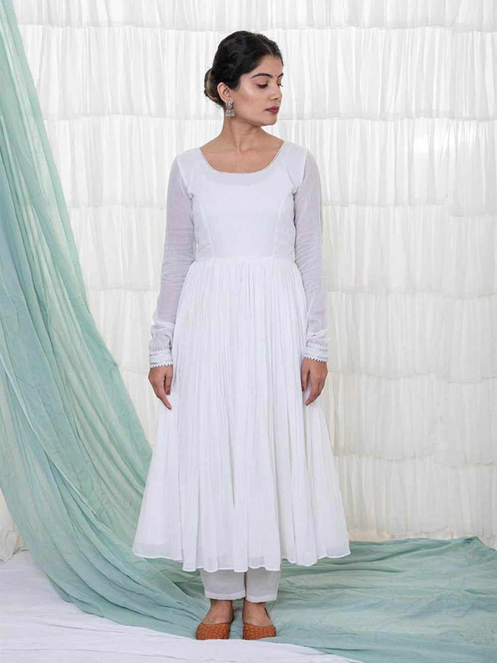 White-Anarkali-Set