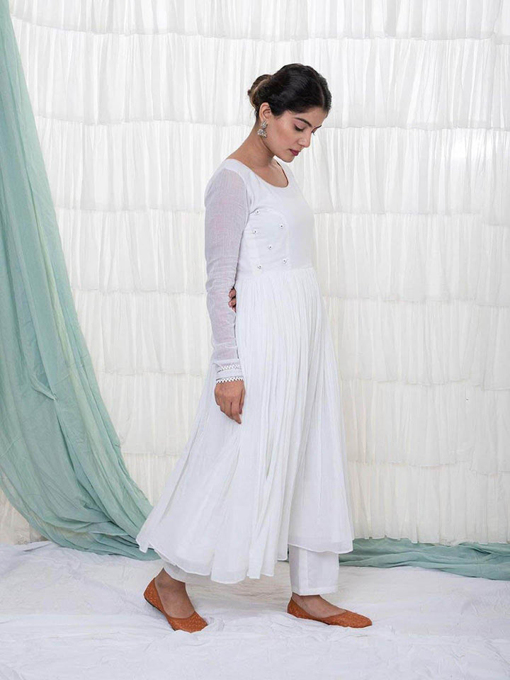 White-Anarkali-Set