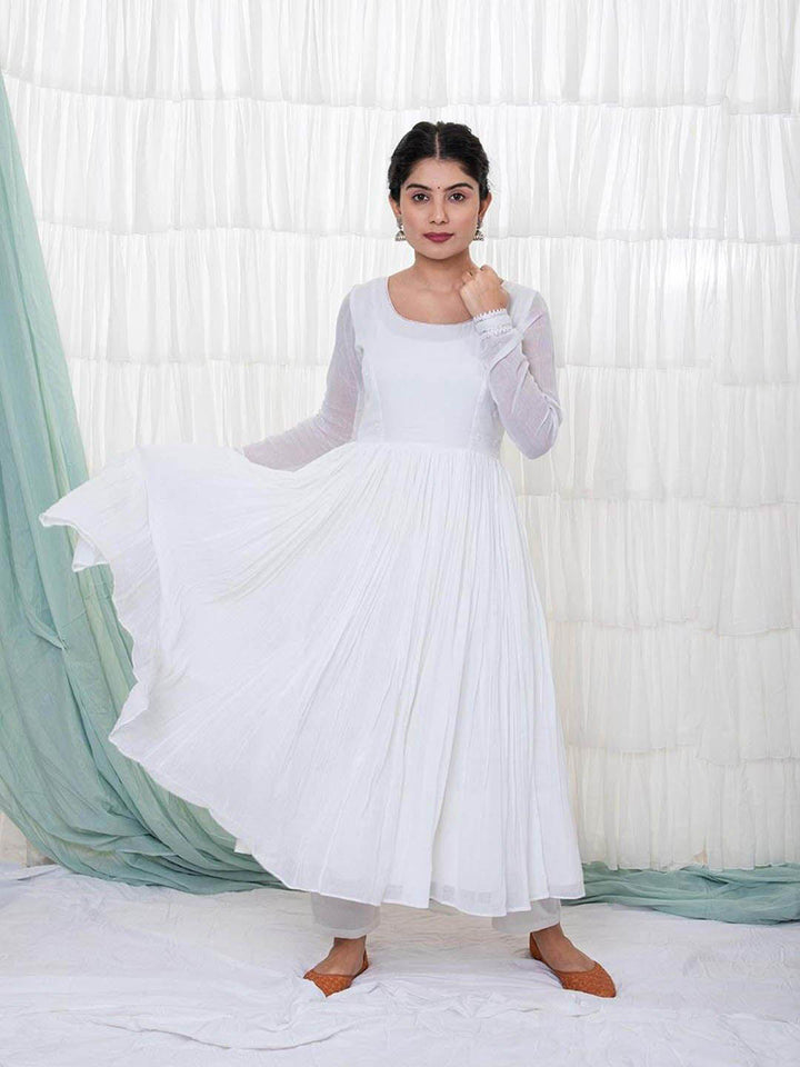 White-Anarkali-Set