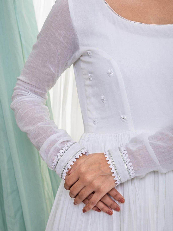 White-Anarkali-Set