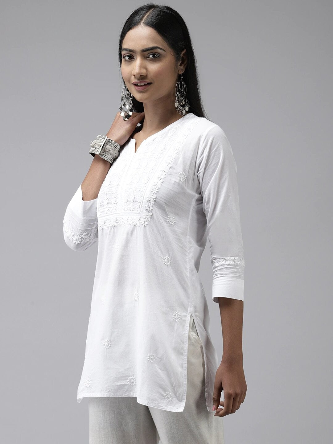 White-Cotton-Chikankari-Handloom-Kurti