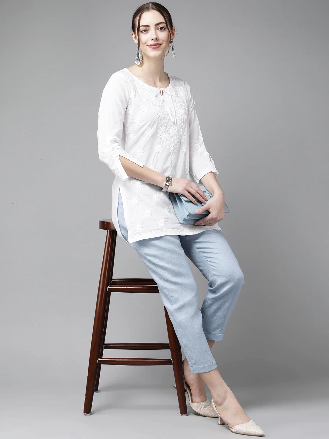 White Cotton Classy Casual Tunic Top
