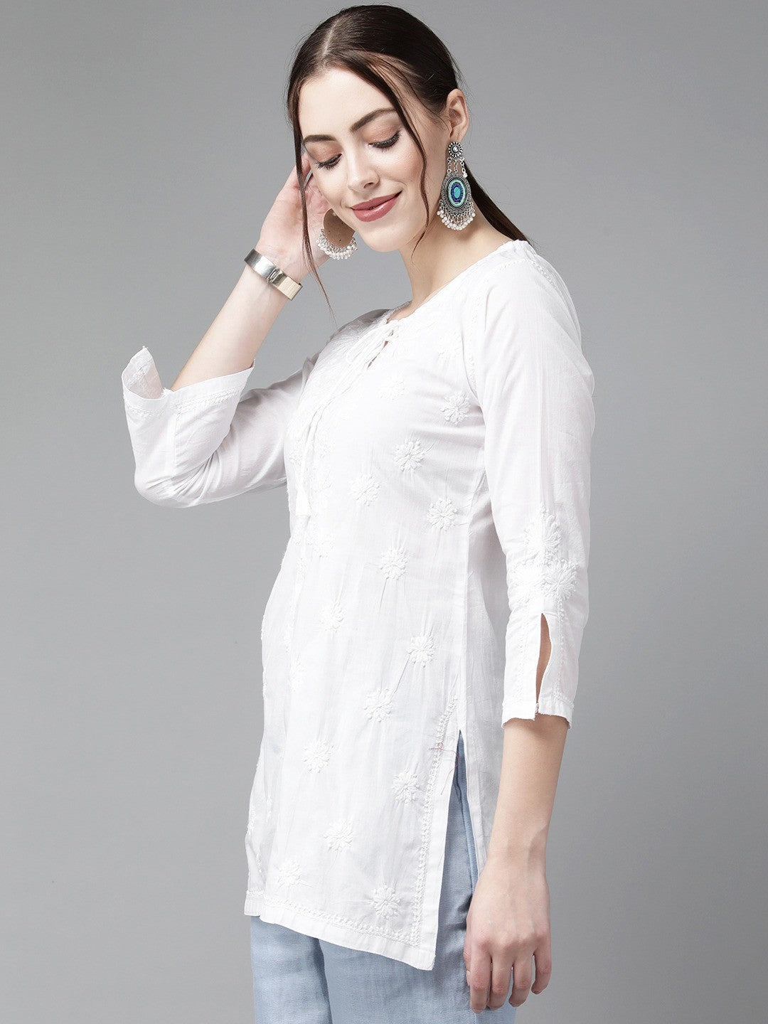 White Cotton Classy Casual Tunic Top