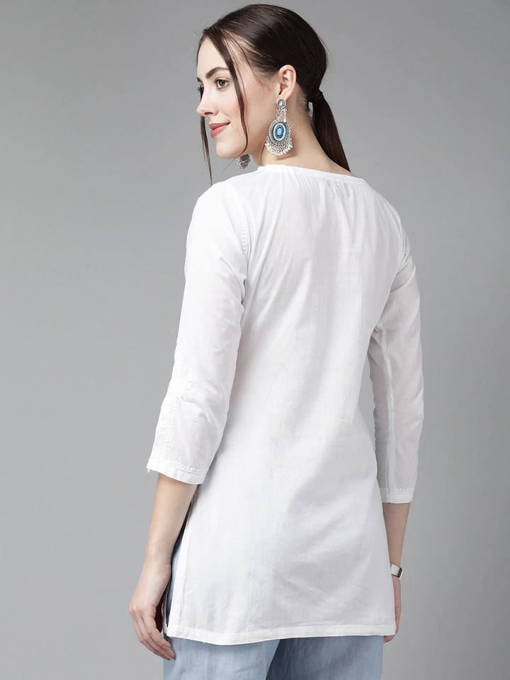 White Cotton Classy Casual Tunic Top