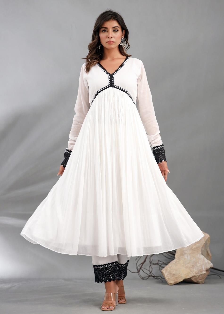 White anarkali kurta on sale online